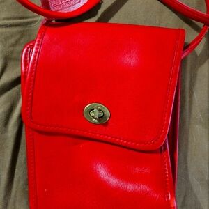 Elegant Red Leather Crossbody Bag